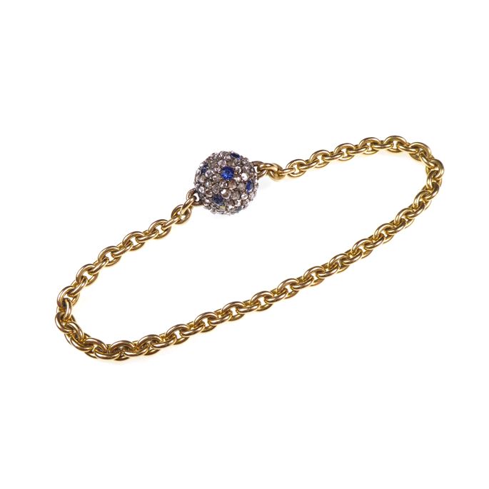 Paul Robin - Diamond and sapphire ball and gold chain bracelet | MasterArt